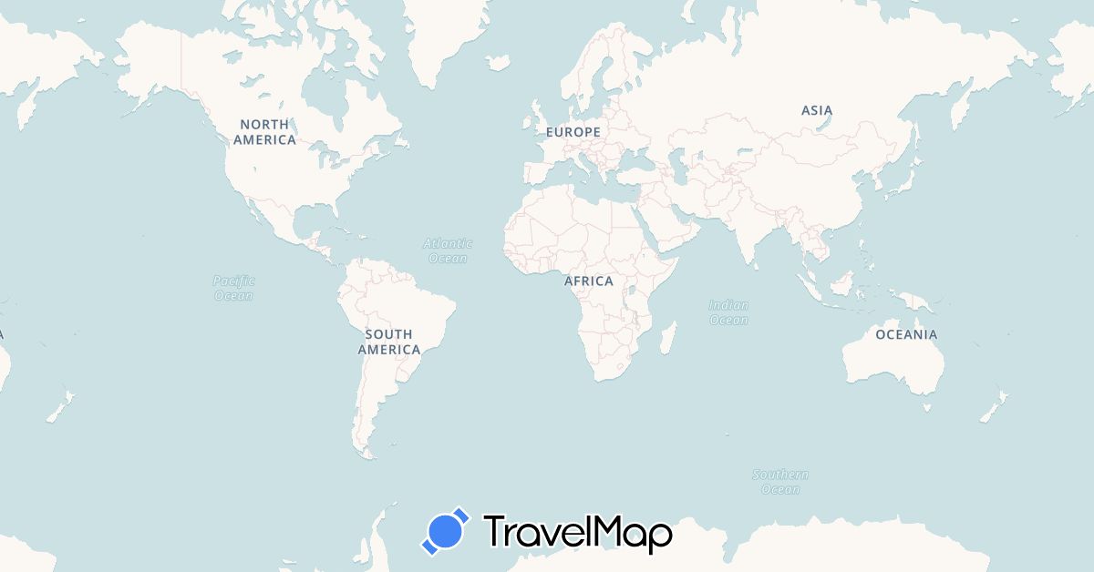 TravelMap itinerary: driving, bus, plane, train, boat, motorbike in Afghanistan, Albania, Argentina, Austria, Bosnia and Herzegovina, Belgium, Bolivia, Brazil, Canada, Chile, Cameroon, Spain, France, Greece, Croatia, Italy, Luxembourg, Morocco, Montenegro, Paraguay, Serbia, Chad, Tajikistan, Turkey, Uruguay (Africa, Asia, Europe, North America, South America)